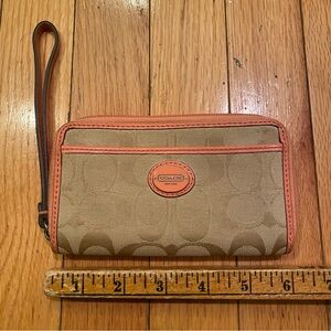 Coach Beige and Coral Wristlet